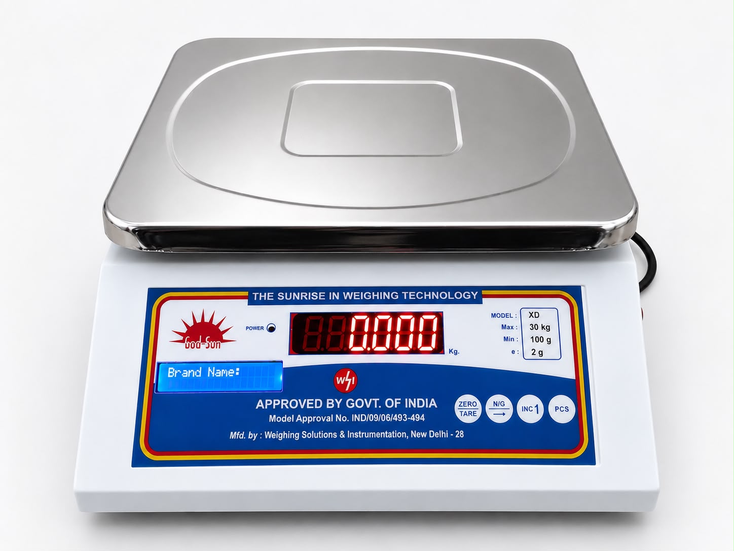 Programmable label printing table top weighing scale with dual display